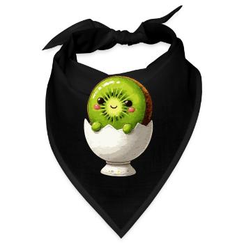 Kiwifrucht im Eierschale-Lächeln - Bandana - Schwarz - Vorne