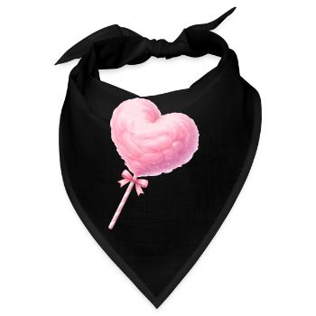 Rosa Zuckerwatte Herz Illustration   - Bandana - Schwarz - Vorne