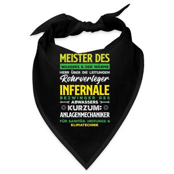 Anlagenmechaniker SHK Sanitär Heizung Handwerk - Bandana - Schwarz - Vorne