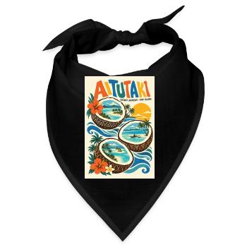 Erleben Sie Aitutaki in der Retro-Lagune der Cookinseln - Bandana - Schwarz - Vorne