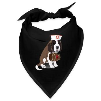 Lustiger Hund Bernhardiner mit Fass - Bandana - Schwarz - Vorne