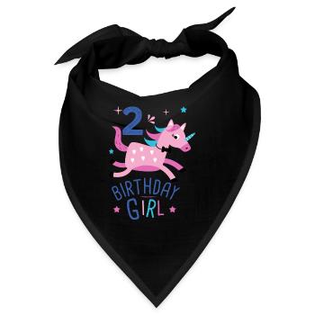2. Geburtstag Mädchen 2 Jahre Licorn Einhorn - Bandana - Schwarz - Vorne
