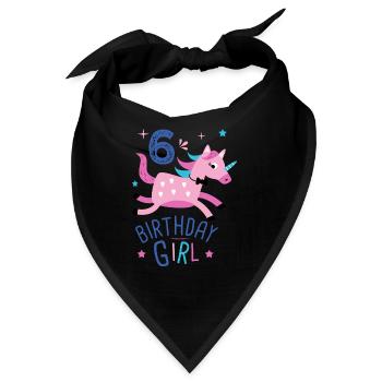 6. Geburtstag Mädchen 6 Jahre Licorn Einhorn - Bandana - Schwarz - Vorne