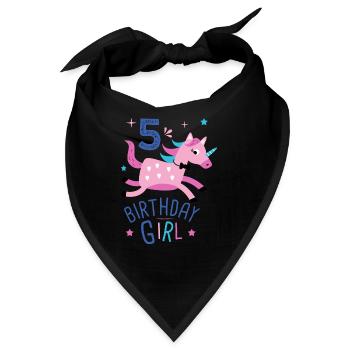 5. Geburtstag Mädchen 5 Jahre Licorn Einhorn - Bandana - Schwarz - Vorne