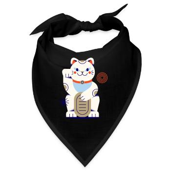 maneki neko, cat, lucky cat, neko, japanese - Bandana - Schwarz - Vorne