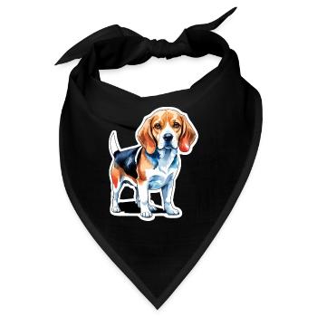 Beagle Wasserfarben - Bandana - Schwarz - Vorne