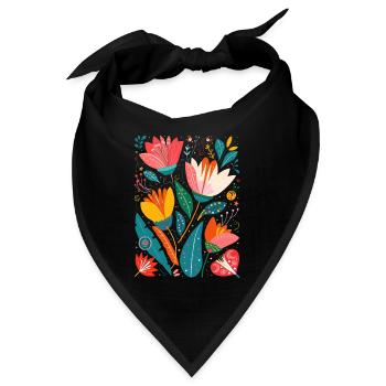 Otomi Blumenmuster Kulturelle Kunst - Bandana - Schwarz - Vorne