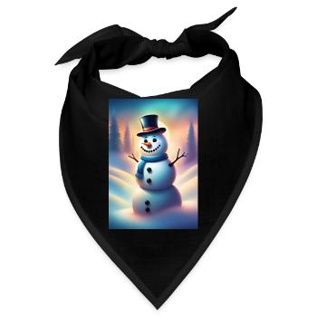 Glücklicher winterlicher Schneemann - Bandana - Schwarz - Vorne