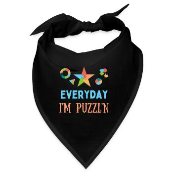 Jeden Tag bin ich Puzzl'n'Puzzle-Enthusiasten beim Puzzeln - Bandana - Schwarz - Vorne