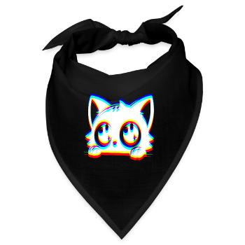 EDM Katze Glitch Style - Bandana - Schwarz - Vorne