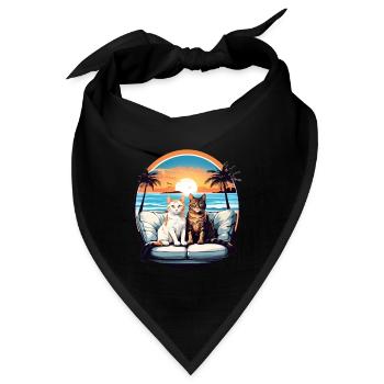 Katzen am Meer - Bandana - Schwarz - Vorne