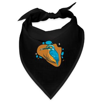 Eisvogel auf Ast mit Fisch in Schnabel - Bandana - Schwarz - Vorne