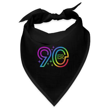 90er Jahre - bunter Regenbogen - retro - Bandana - Schwarz - Vorne