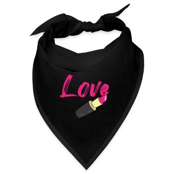 Lippenstift - Love mit Lippenstift geschrieben - Bandana - Schwarz - Vorne