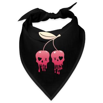 Kirschen Kawaii Schädel Pastel Goth - Bandana - Schwarz - Vorne