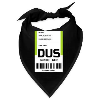 Flughafen Reise Etikett Aufkleber Düsseldorf DUS - Bandana - Schwarz - Vorne