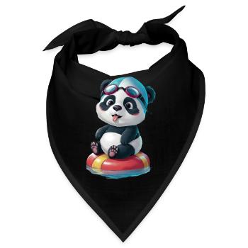 Pandas Schwimmabenteuer! - Bandana - Schwarz - Vorne