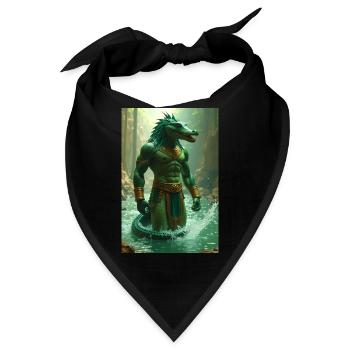 Sobek, krokodilköpfiger Gott im Nil - Bandana - Schwarz - Vorne