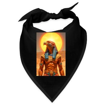 Ra, falkenköpfiger Sonnengott mit leuchtender Sonne - Bandana - Schwarz - Vorne