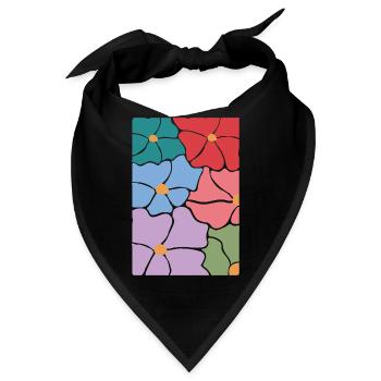Boho Flora Blumen - Bandana - Schwarz - Vorne