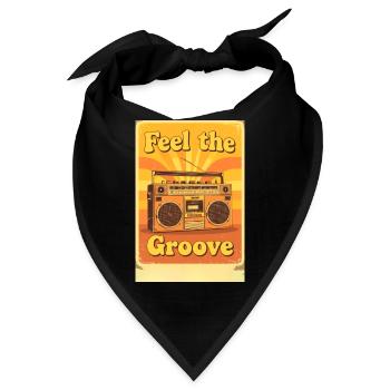 Vintage-Boombox-Illustration, die warme, groovige Strahlung ausstrahlt - Bandana - Schwarz - Vorne