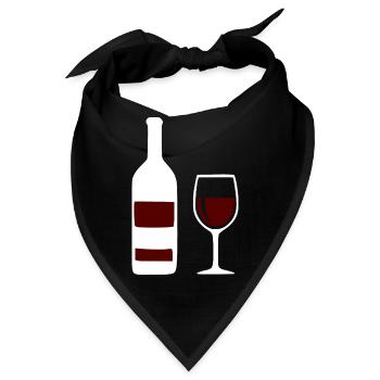 Weinflasche und Weinglas Wein Geschenk Genießer - Bandana - Schwarz - Vorne