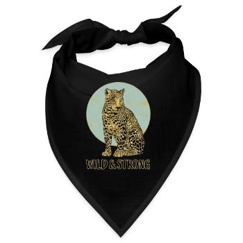 Leopard. Wild and Strong. - Bandana - Schwarz - Vorne