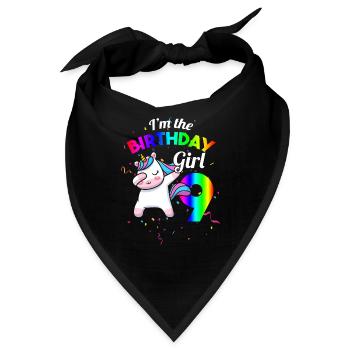 Geburtstag Mädchen 9.Geburtstag Einhorn Geschenk - Bandana - Schwarz - Vorne