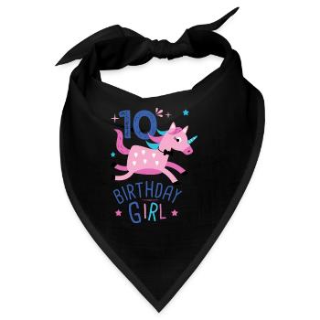 10. Geburtstag Mädchen 10 Jahre Licorn Einhorn - Bandana - Schwarz - Vorne