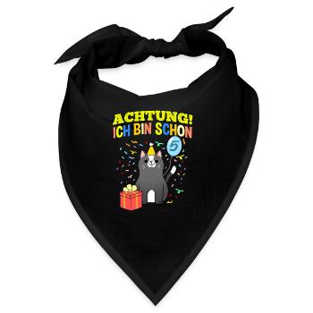 Achtung Ich Bin Schon 5 Geburtstag Tuxedo-Katze - Bandana - Schwarz - Vorne