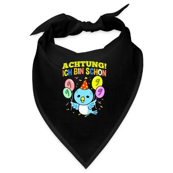 Achtung Ich Bin Schon 9 Geburtstag Wellensittich - Bandana - Schwarz - Vorne
