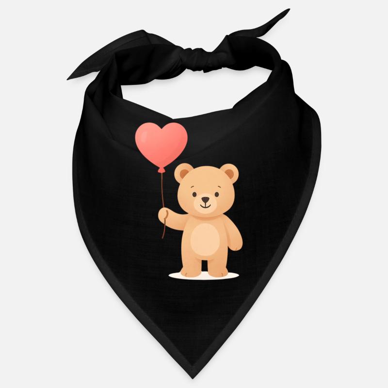 Zarter Bär mit Herzballon - Bandana - Schwarz