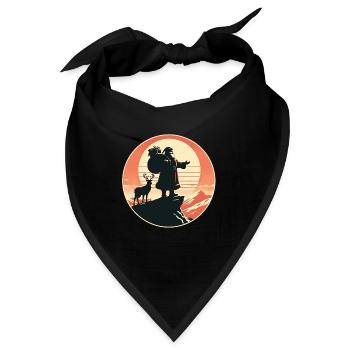 Weihnachtsmann mit Rentieren auf Bergspitze - Bandana - Schwarz - Vorne