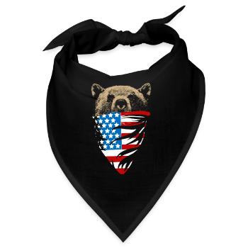 Bär in USA Flagge - Bandana - Schwarz - Vorne