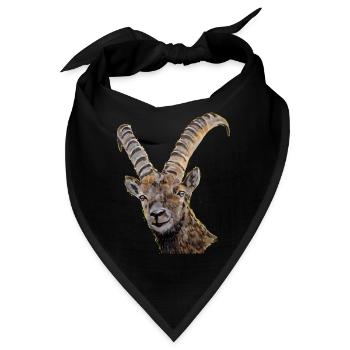 Scherenschnitt Tier Portrait Tierzeichen Steinbock - Bandana - Schwarz - Vorne