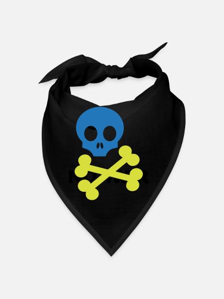 Neon Blue Skull and Crossbones - Bandana - black - Front