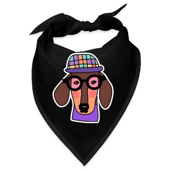 Pastel Dachshund Hundeliebhaber Teckel - Bandana - Schwarz - Vorne