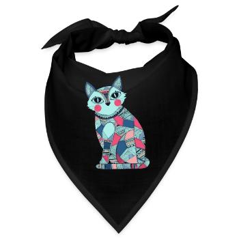 Patchwork Katze - Bandana - Schwarz - Vorne