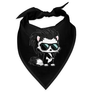 Comic Stinktier in cool mit retro Sonnenbrille - Bandana - Schwarz - Vorne