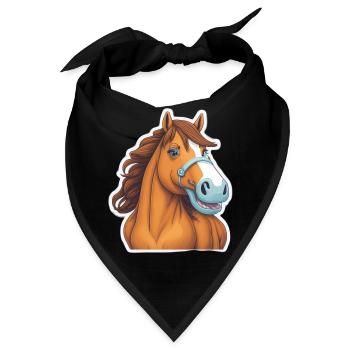 Pferd Horse Pferdeliebhaber Pferdebesitzer - Bandana - Schwarz - Vorne