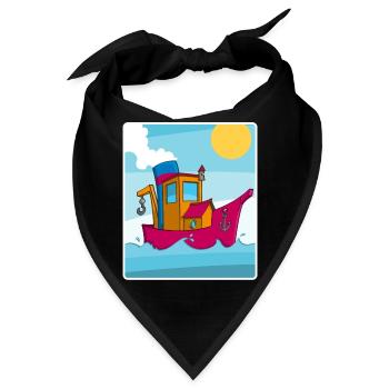 Buntes Bild eines lustigen Schleppers - Bandana - Schwarz - Vorne