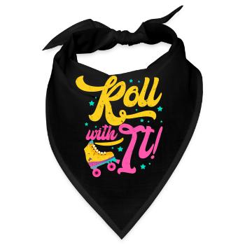 Roll With It 70's 80's 90's Skater Rollerblading - Bandana - Schwarz - Vorne