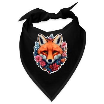 Fuchskopf von Blumen umgeben - Bandana - Schwarz - Vorne