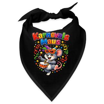 Karnevalsmaus Süßes Faschings-Motiv Geschenkidee - Bandana - Schwarz - Vorne