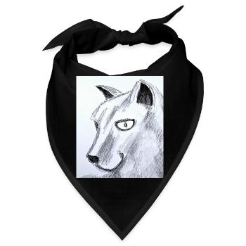 Katzenkopf Skizze im Bleistift - Bandana - Schwarz - Vorne