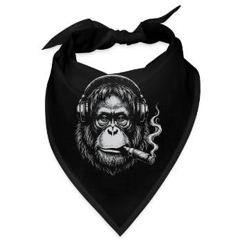 Kopfhörer-Orang-Utan Rauch-Zigarren-Tee - Bandana - Schwarz - Vorne