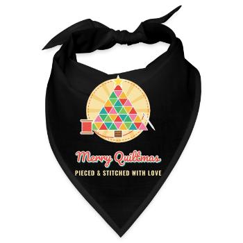 Fröhliche Quiltmas Lustige Weihnachtsquilterin - Bandana - Schwarz - Vorne