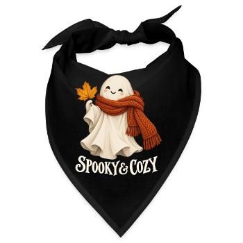 Spooky & Cozy - Herbstgeist mit rotem Schal - Bandana - Schwarz - Vorne