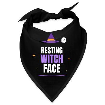 Resting Witch Face Halloween Witch Hat Ghost Funny - Bandana - Schwarz - Vorne