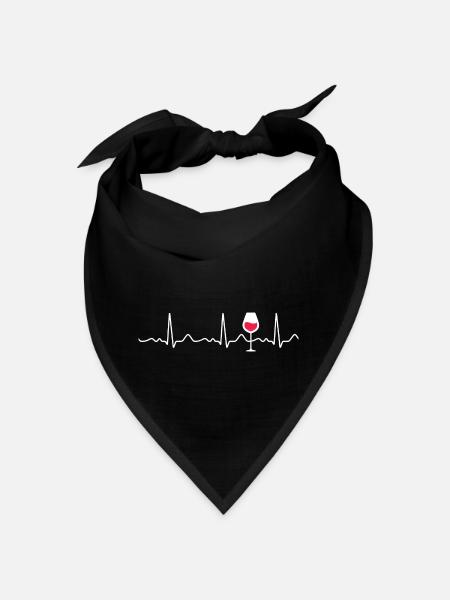 Red wine - heartbeat, pulse, heart line, ECG - Bandana - black - Front